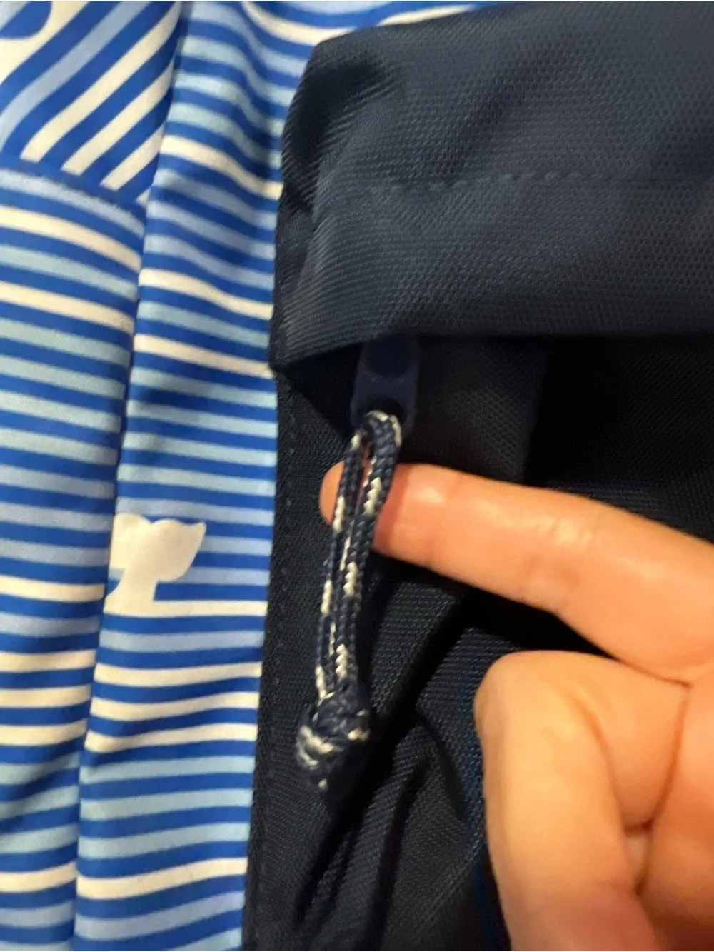 Vineyard Vines Whale Blue and White striped Backpack